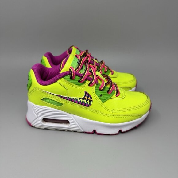Nike Air Max 90 LTR CW5797-700 Volt Green Pink GS Size Toddler Sz 10.5C